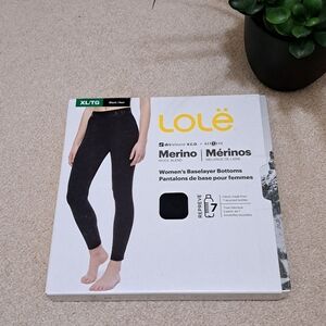 Lole Merino Wool Baselayer Bottoms Women's XL Wool Blend Black Leggings NEW